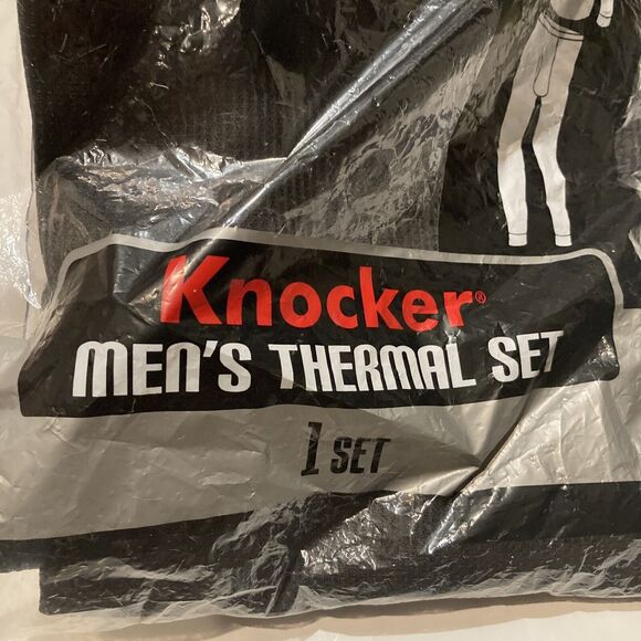 Knocker Waffle Knit Thermal Underwear 2 Piece Set Black Men Size M (34-36) - Picture 3 of 6